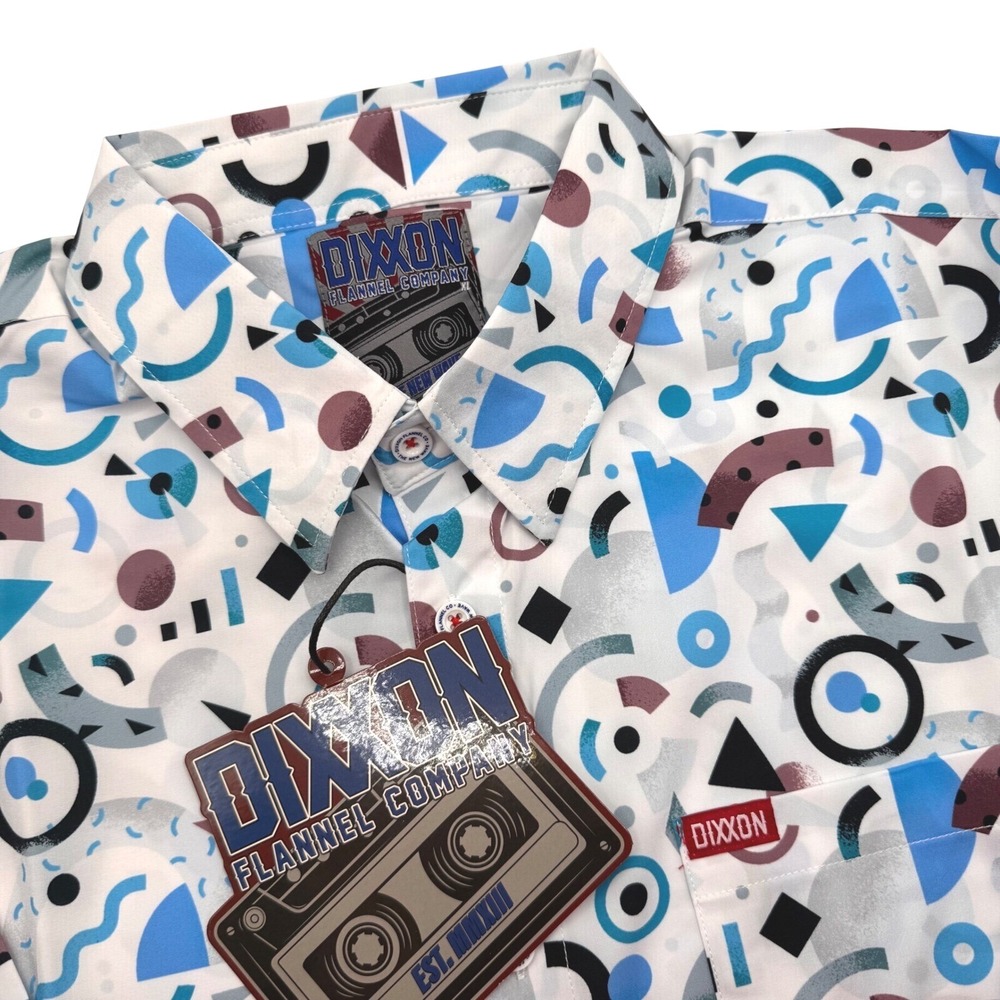 Dixon Flannel Company Men's XL 80s/90s Party Shirt Geometric Print Short Sleeve